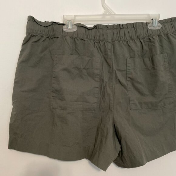 ANN TAYLOR LOFT Olive Green High Rise Drawstring Cotton Pull On Paperbag Shorts - Picture 10 of 15